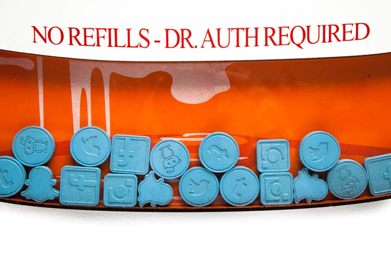 'Social Medicine' original artwork by artist, Enjoy Denial. Aerosol on wood panel. 2019