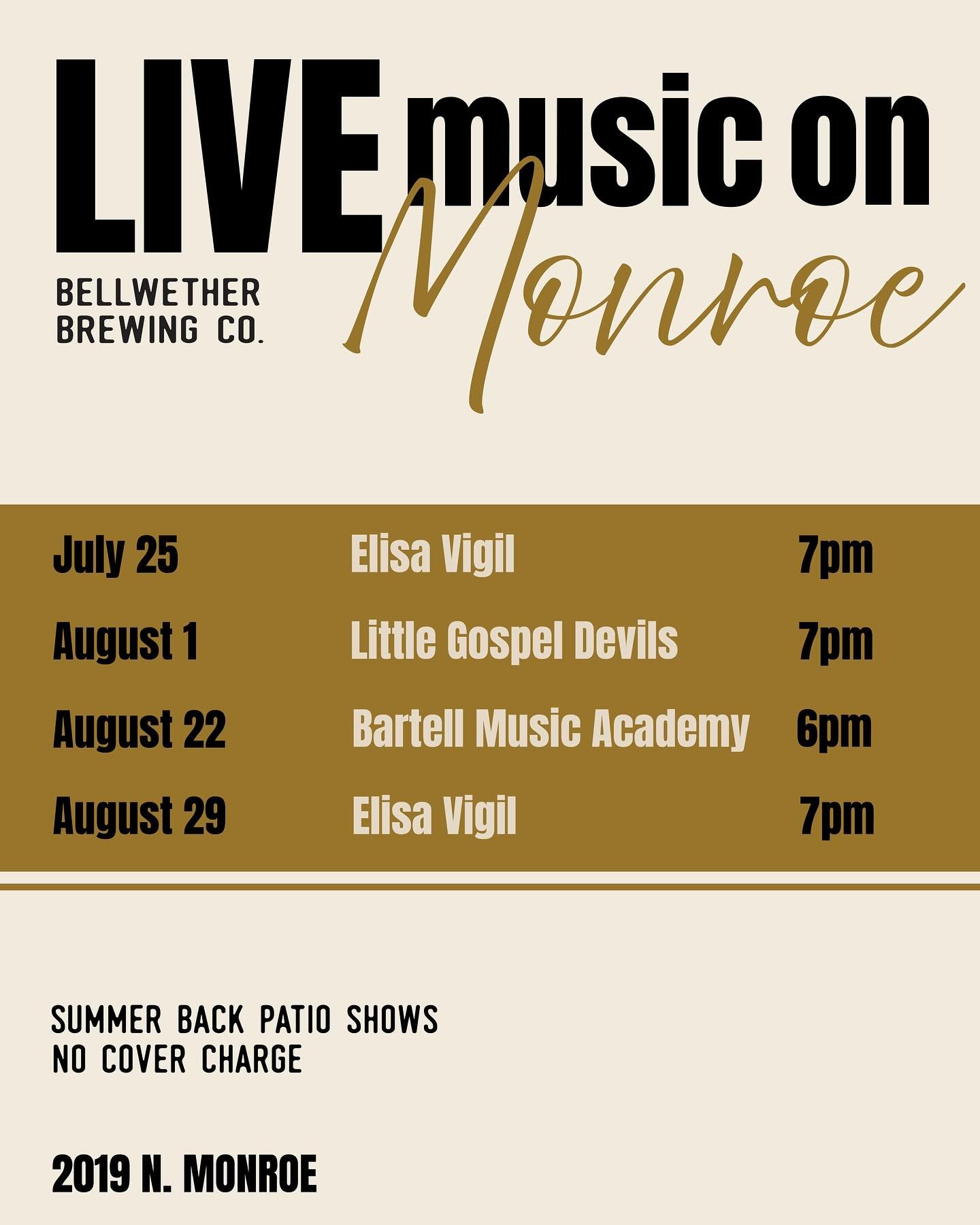 LIVE MUSIC
Beginning this Friday! Join us for live music on our back patio at our Monroe taproom.
#bellwetherbrewing #spokane #spokanelocal #spokanemusic