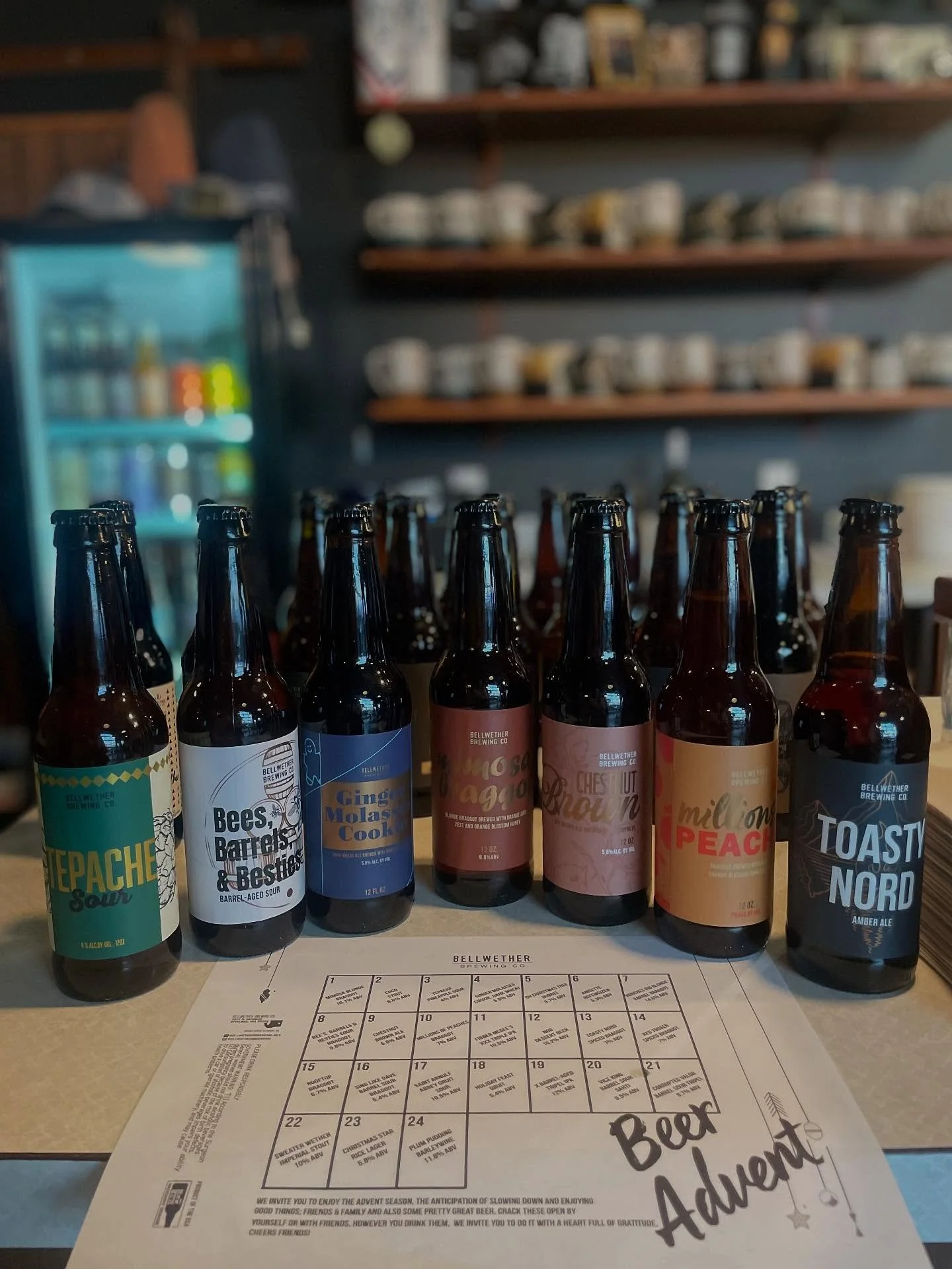 Beer Advent calendars are HERE &amp; available at both Monroe &amp; Market. Come get yours before they&rsquo;re gone!  There are a limited supply. $130 each. 
.
.
#bellwethwrbrewing #spokanebeer #adventbeercalendar