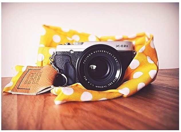 Mustard Dot Scarf Camera Strap