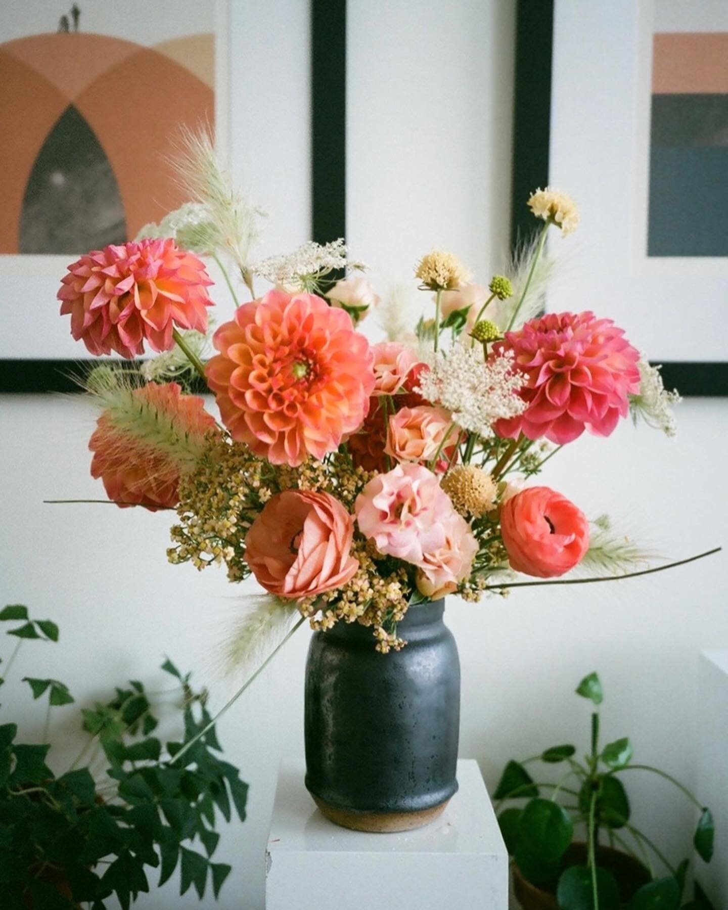 Flowers in handmade vases. Limited supply 🖤 Send an email to hello@rachelsunae.com if you&rsquo;re interested - Captured on film by @yesmadeline #byrachelsunae