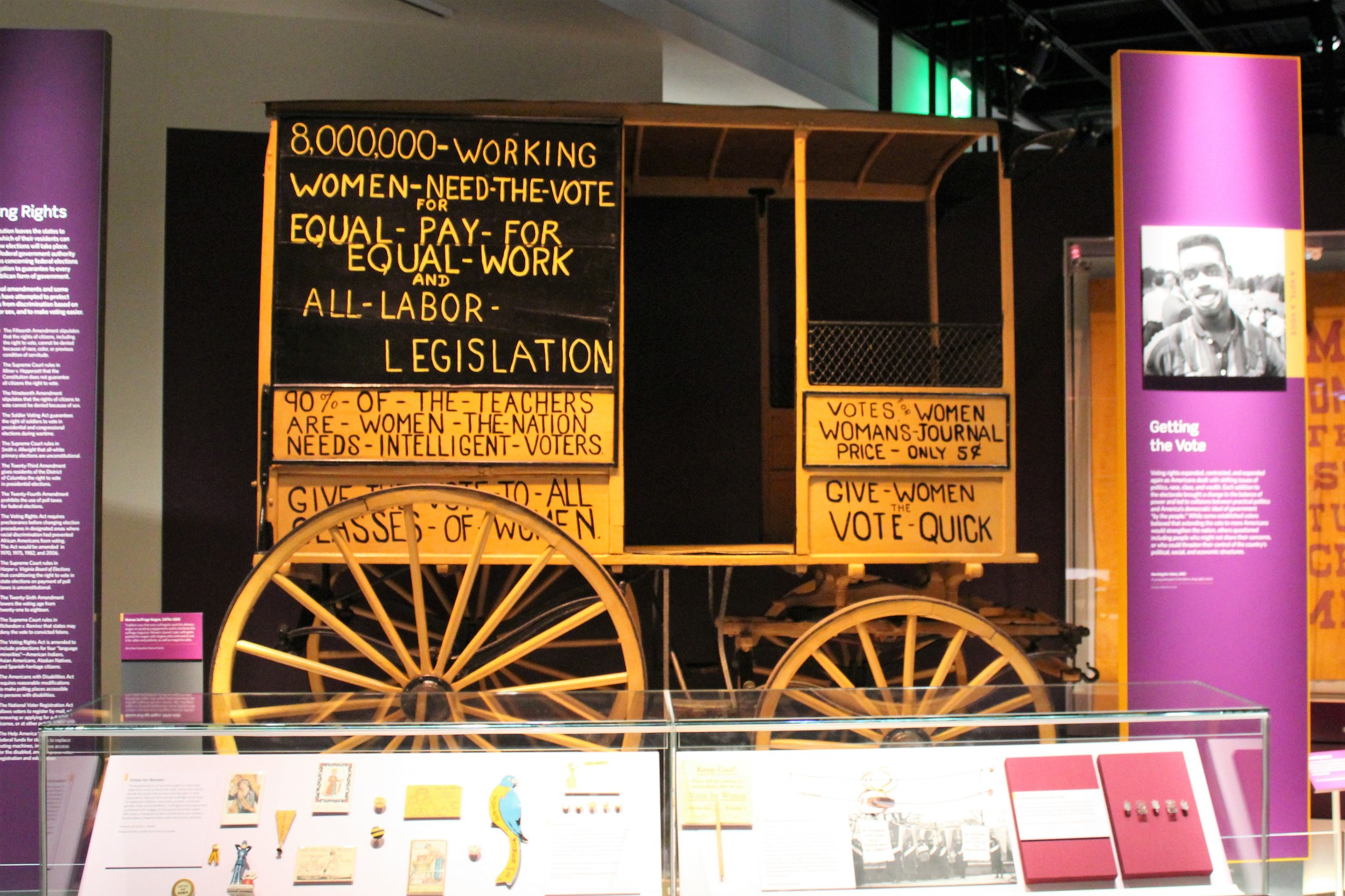 When the United States of America began, only a small subset of land owning white men could vote. We've opened the door to more and more people over time, but the work isn't finished. The exhibition explores voting expansion over time on the federal, state, and local levels.