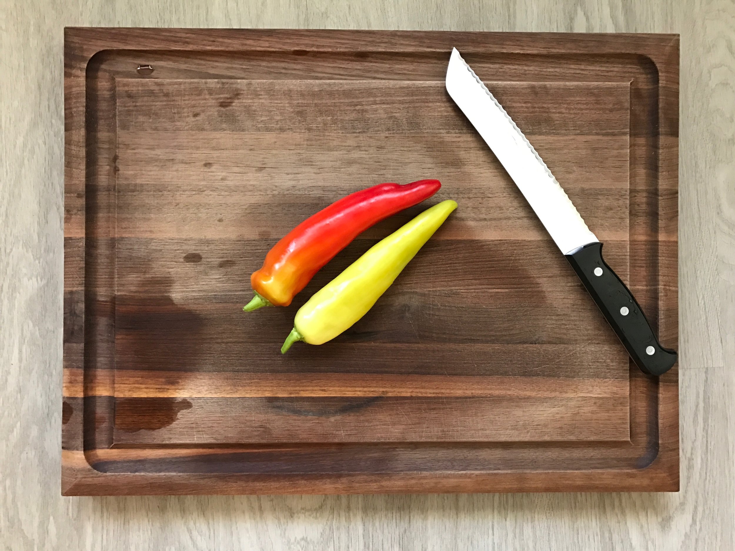 prepping peppers for pickling