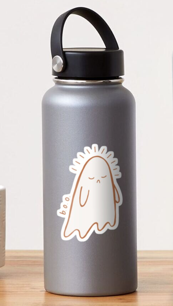 spooky sad ghost matte sticker