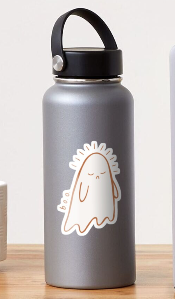 spooky sad ghost glossy sticker