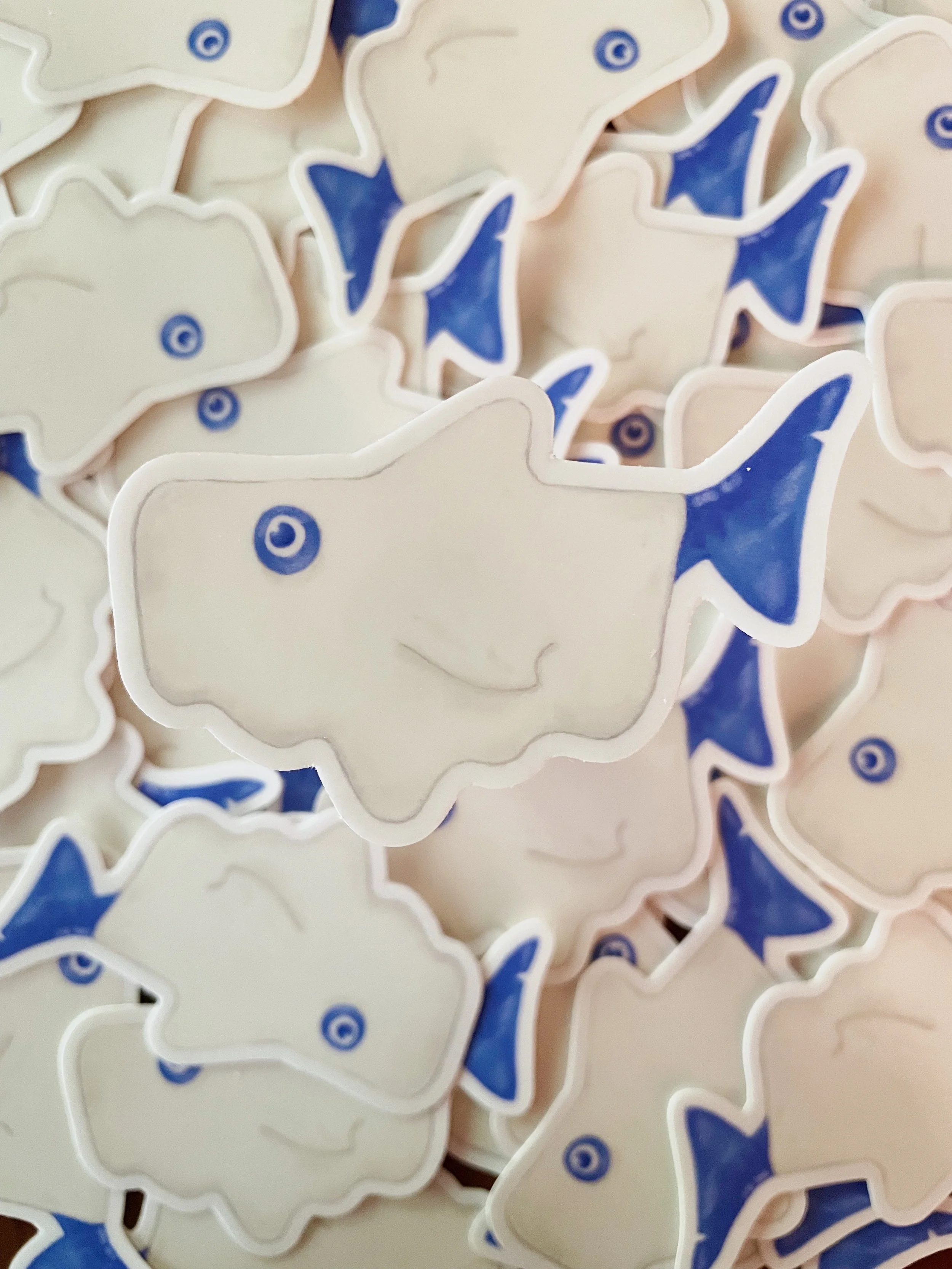 shark in a sheet single vinyl sticker