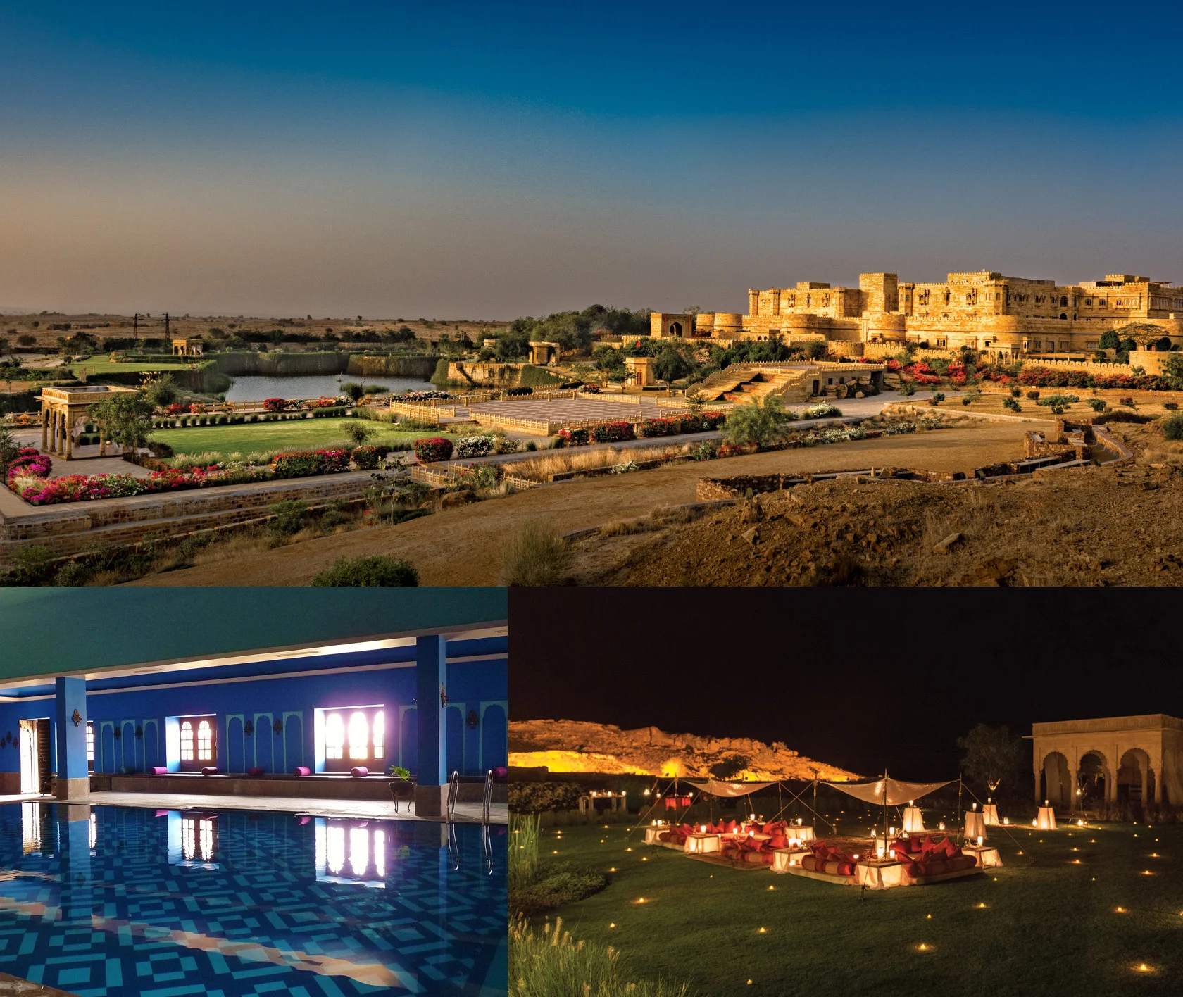 Suryagarh The hotel represents a unique way of life, carefully preserving the traditions of the past yet framing them in a modern idiom. The hotel takes the path less traveled and discovers with you, secrets of a land that have been long shrouded in myth and legend. You will enjoy grand dinners on the dunes, while being serenaded by house musicians and dancers who still practice the music and craft of their ancestors.