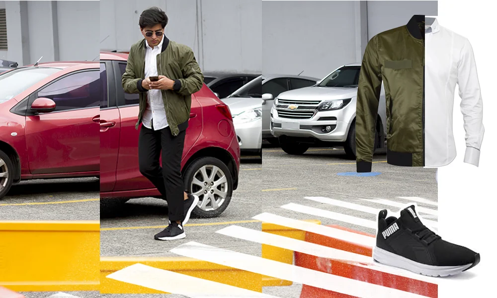 Chaqueta Forever 21 , Camisa Aca Joe , Pantalon Topman , Zapatillas Timeout , Gafas de Sol Rayban