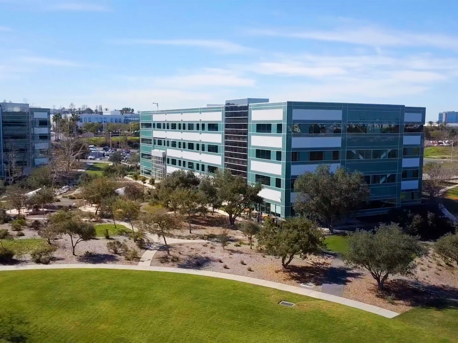 Drone shot of the building