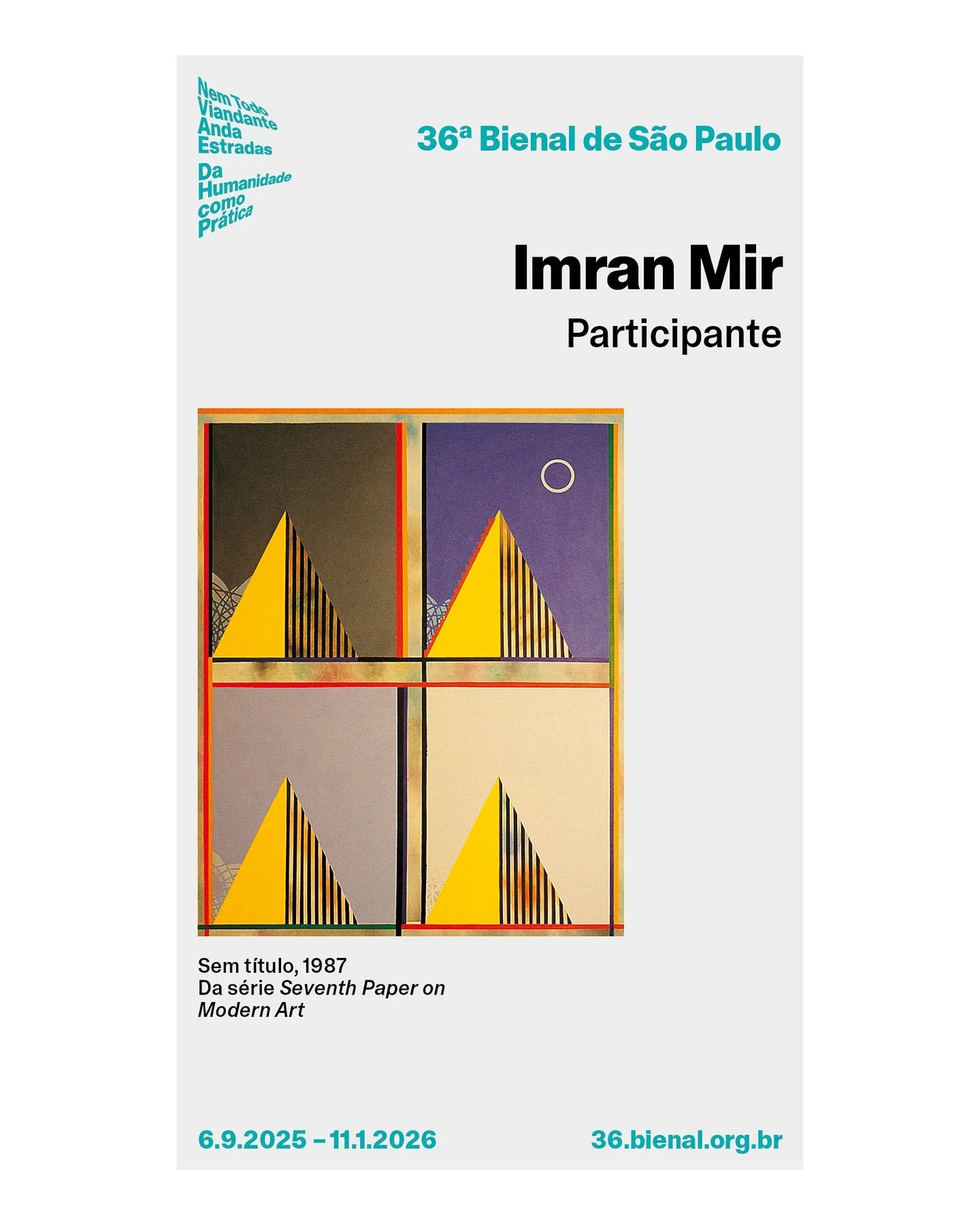 Pioneering Pakistani artist Imran Mir will be exhibiting at the prestigious 36th S&atilde;o Paulo Biennial.

Known for structuring his entire practice around what he called &ldquo;Papers&rdquo; on modern art&mdash;treating each body of work as seriou