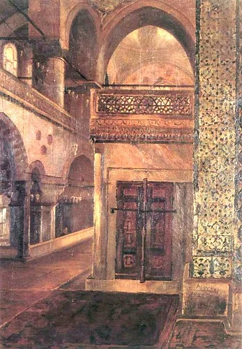 Yeni Cami İçi. Claude Farrere'e armağan edilen tablo (Taha Toros Koleksiyonu).