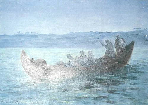 Boğaziçi'nde Bir Kayık (Taha Toros Koleksiyonu). 