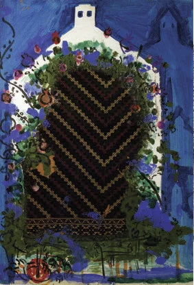 Bedri Rahmi Eyüboğlu, “Bodrum”, kontrplak üzerine karışık teknik, 100x70 cm, SÜ Sakıp Sabancı Müzesi Koleksiyonu.