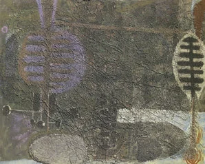 Bedri Rahmi Eyüboğlu, “Mor için Yeşil”, kontrplak üzerine yağlıboya, 119x96 cm, MSGSÜ İstanbul Resim Heykel Müzesi Koleksiyonu.