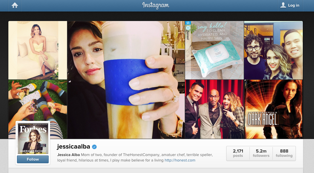 Jessica Alba's Instagram feed is a combination of personal posts, glamour shots and the Honest Company.