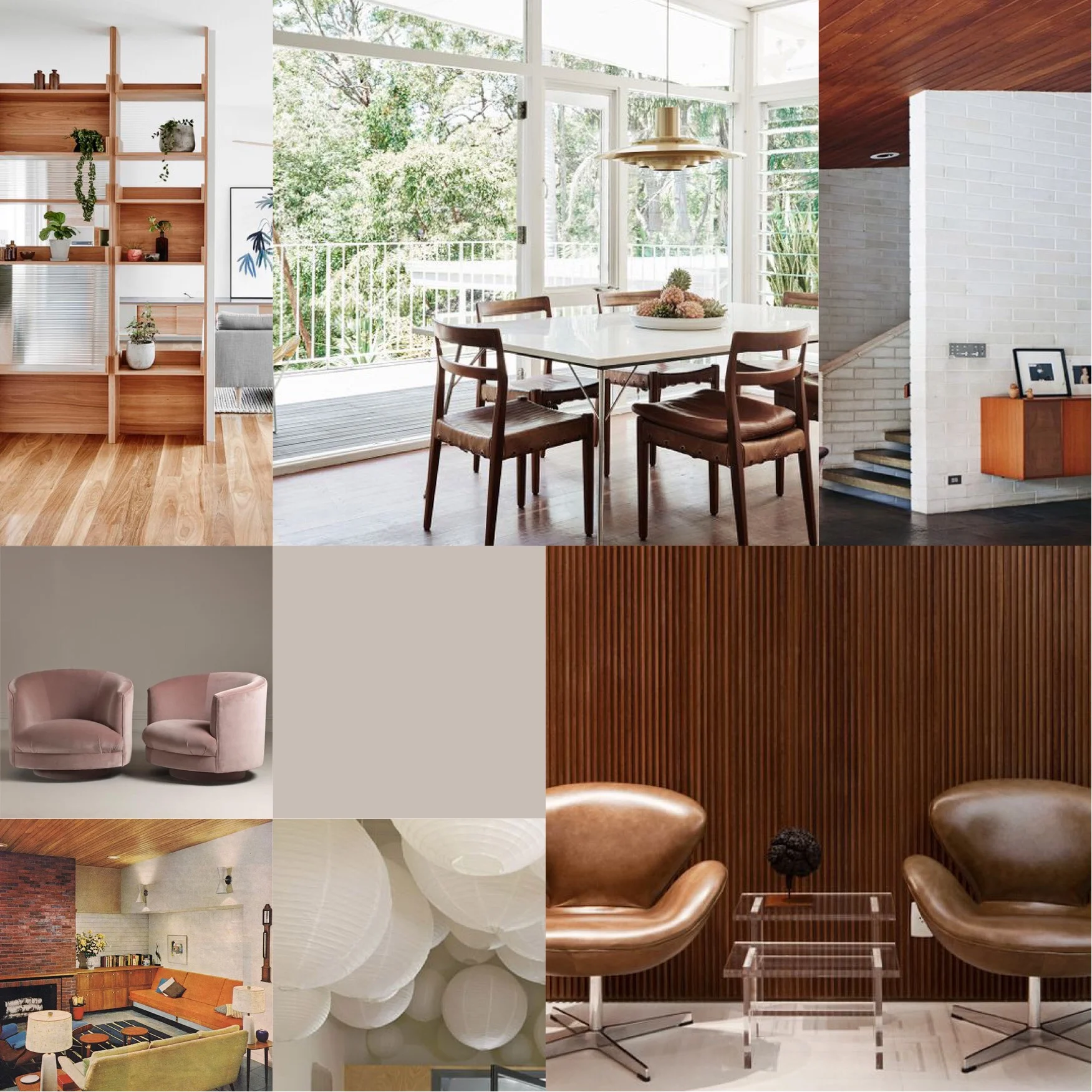 Moodboard med inspirasjon fra 60-tallet da busstasjonen ble bygget