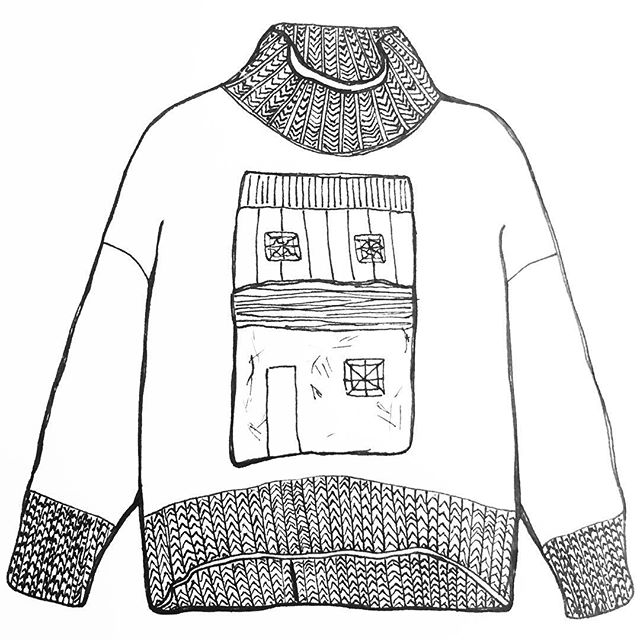 This &quot;turtleneck in cashmere with needlework in front&quot; Marni sweater is worth looking up online - gorgeous.
#hardcovet #cashmere #sweatersforever #marni #needlework 
#drawing #penandpaper #dailydraw #illustration #drawnbysarah