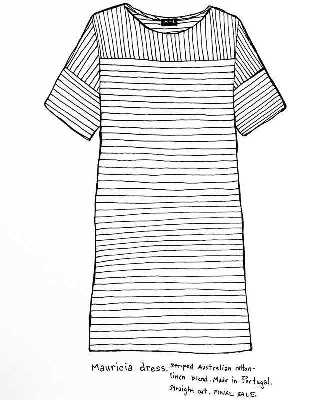 Americans like stripes more than the French. 🇺🇸🇫🇷 #apc #stripes #retailfashion #frenchfashion #blackandwhite #drawing #dailydraw #penandpaper #illustration #drawnbysarah