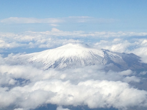 Mt. Etna, seen from 30,000'. Squint really hard and maybe you'll see a Cyclops! 