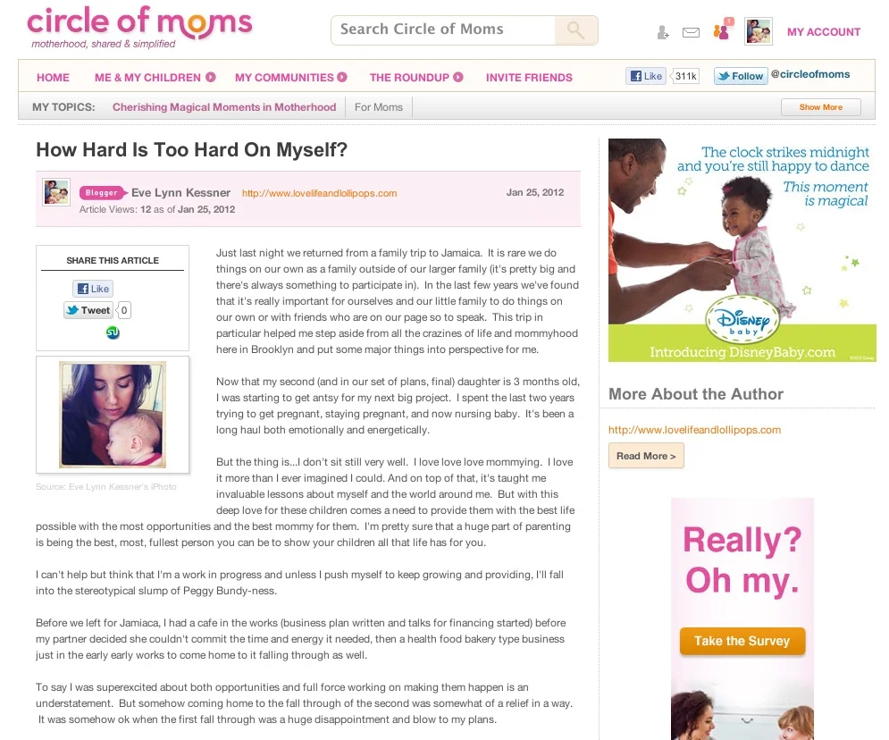 Check Me Out Over at Circle of Moms