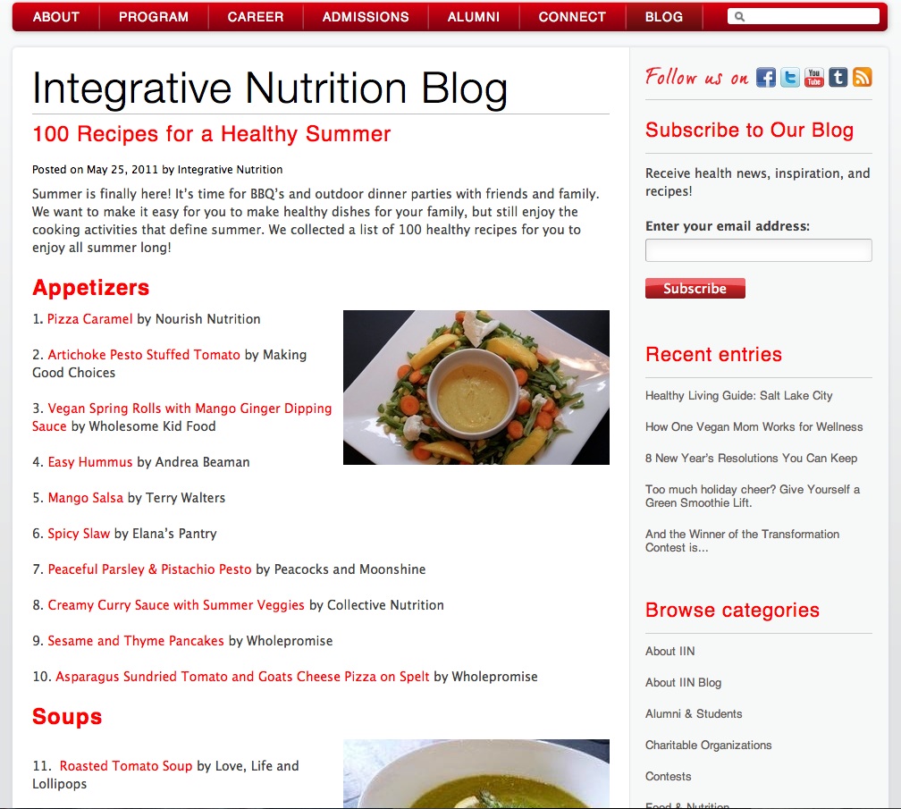 Love Life and Lollipops on The Integrative Nutrition Blog!