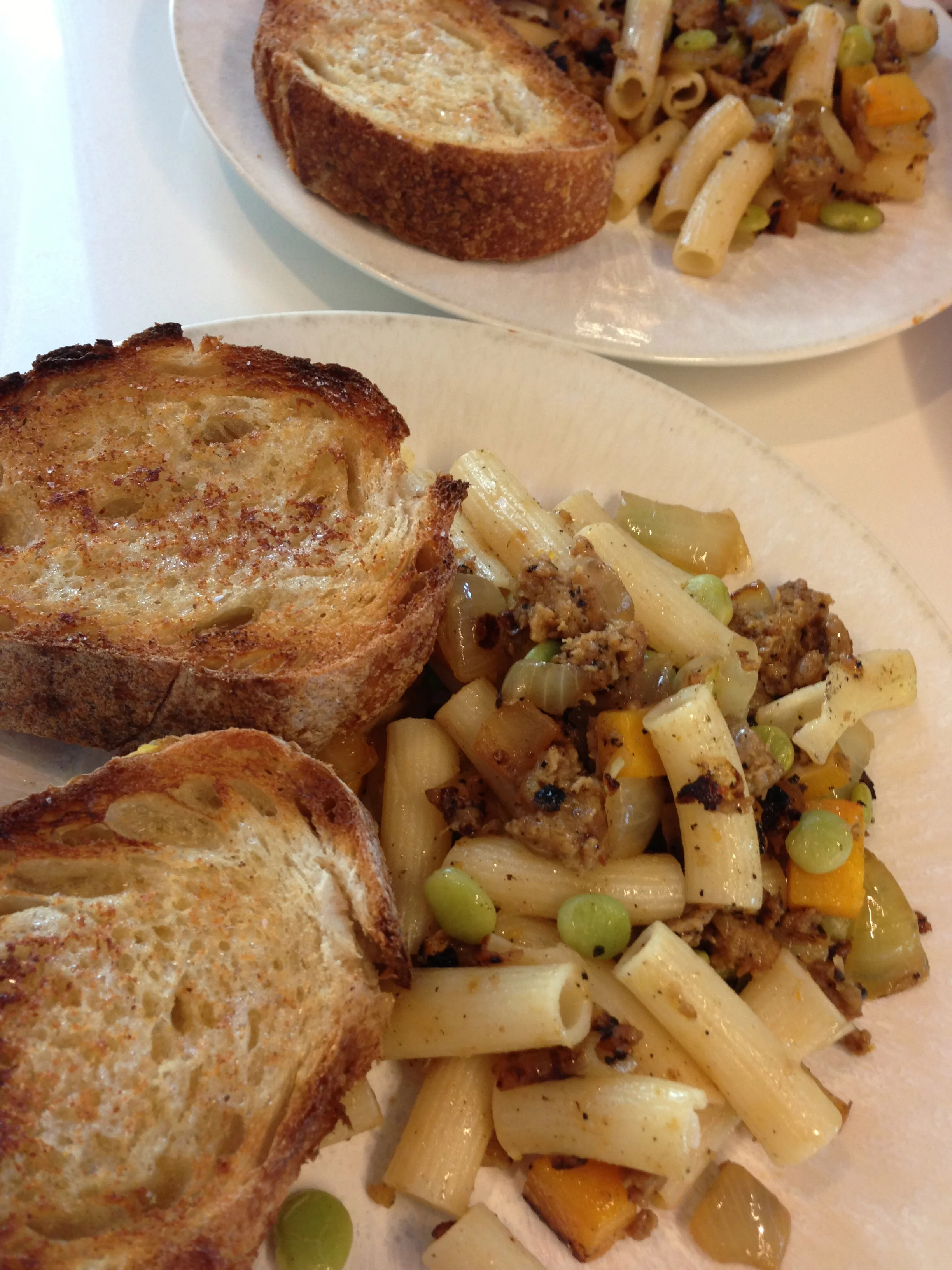 Sunday Night Supper: "Pasta" with "Sausage" and Squash