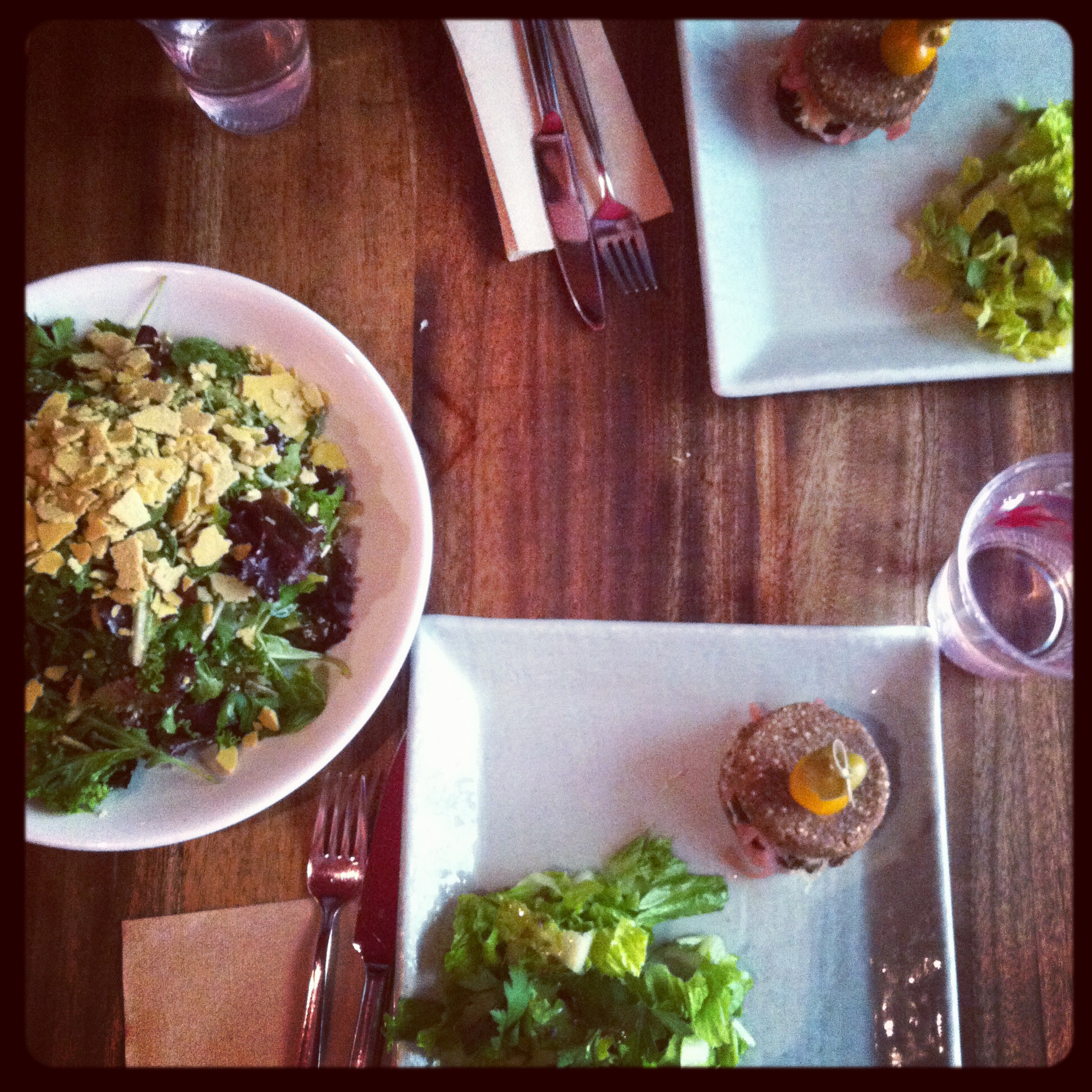 Love Life and Lollipops- "Burgers" and salad from One Lucky Duck
