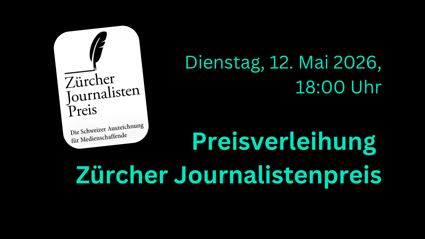 Komm mit zur Preisverleihung des Zürcher Journalistenpreises
