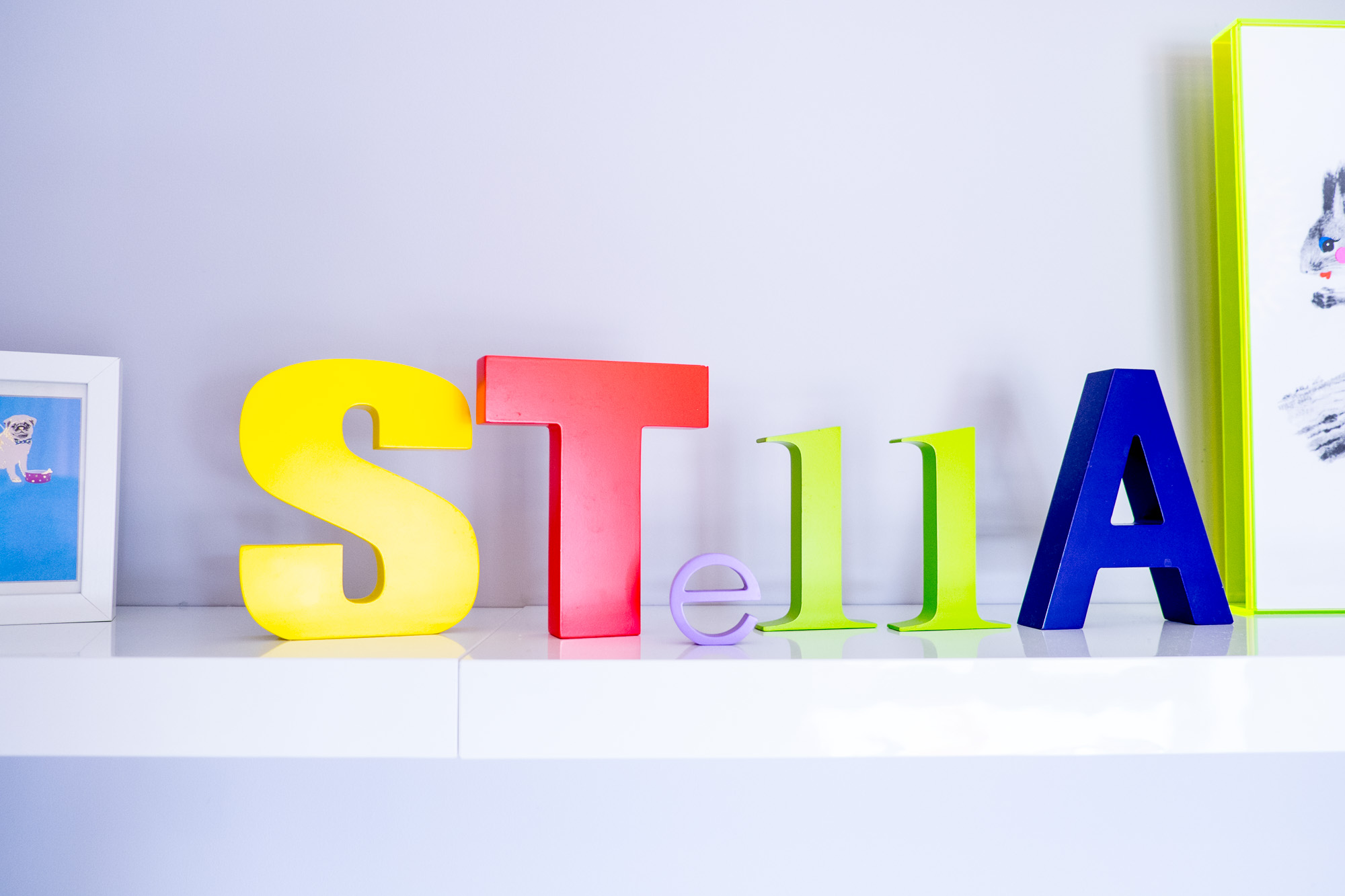 The coloured letters to spell Stella in her nursery are from This Modern Life .