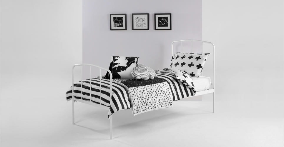 Dulwich Single Bed, £179 | Iso Bed Set, £39 | Iso Framed Artwork, £39 each 