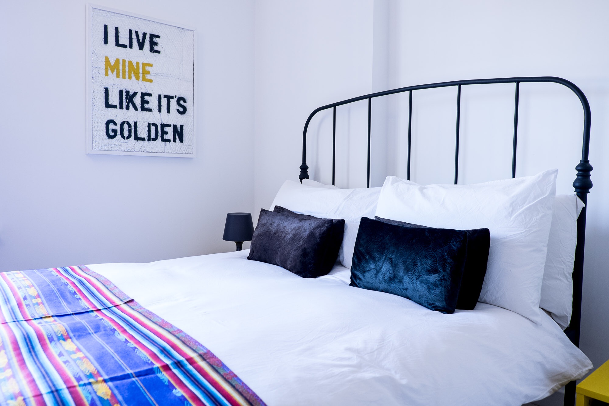 Crisp white bed linen in Stella + the Stars' guest room is always a treat for guests....