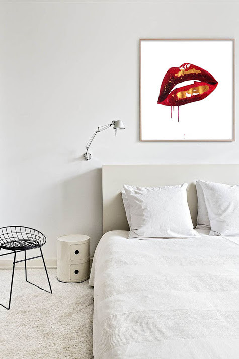  'Lips 3' by sara pope. Hand finished with 23ct Gold Leaf and printed on 310gsm Portrait Velvet paper and Giclee. 60 x 60cm. Limited edition 1 of 25 signed and numbered by the artist. 