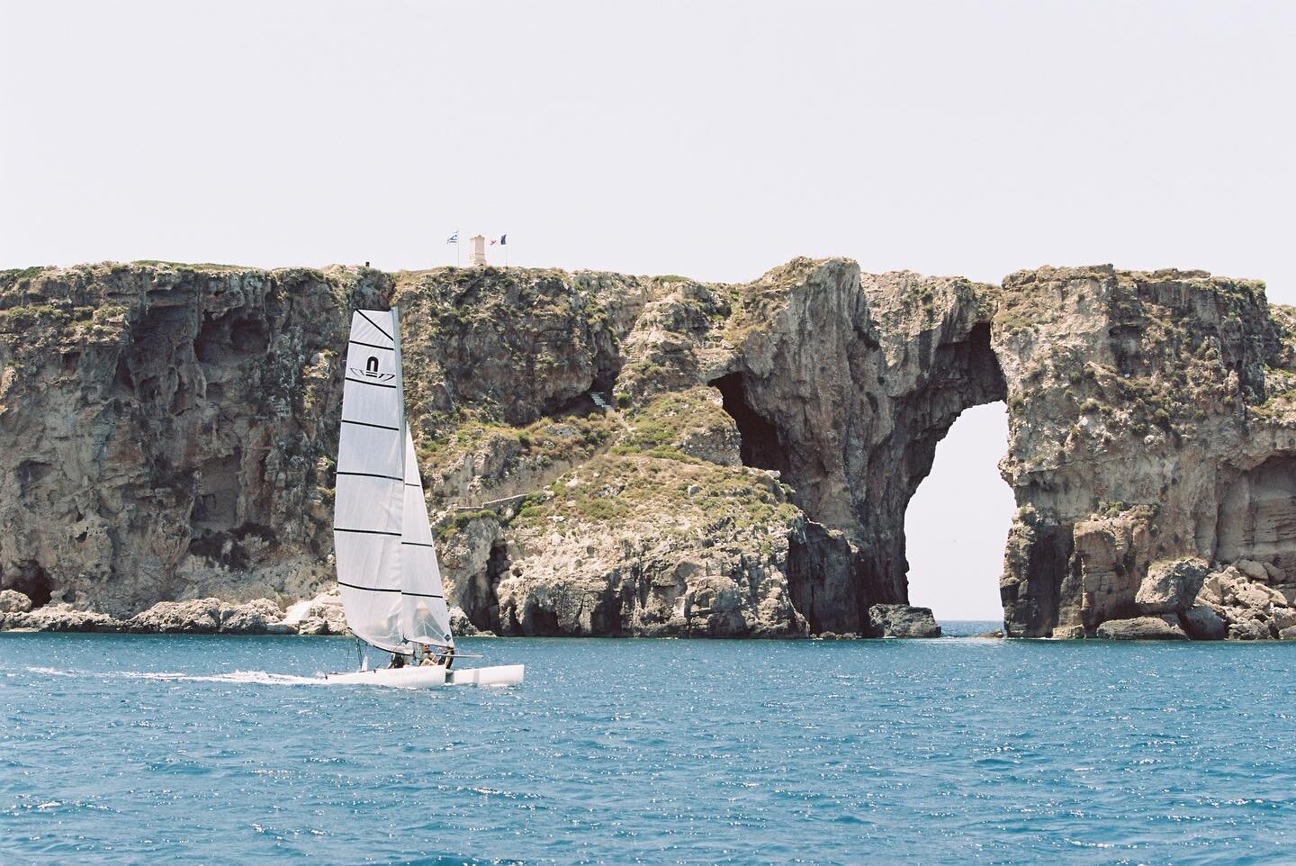 Catamaran sailing.