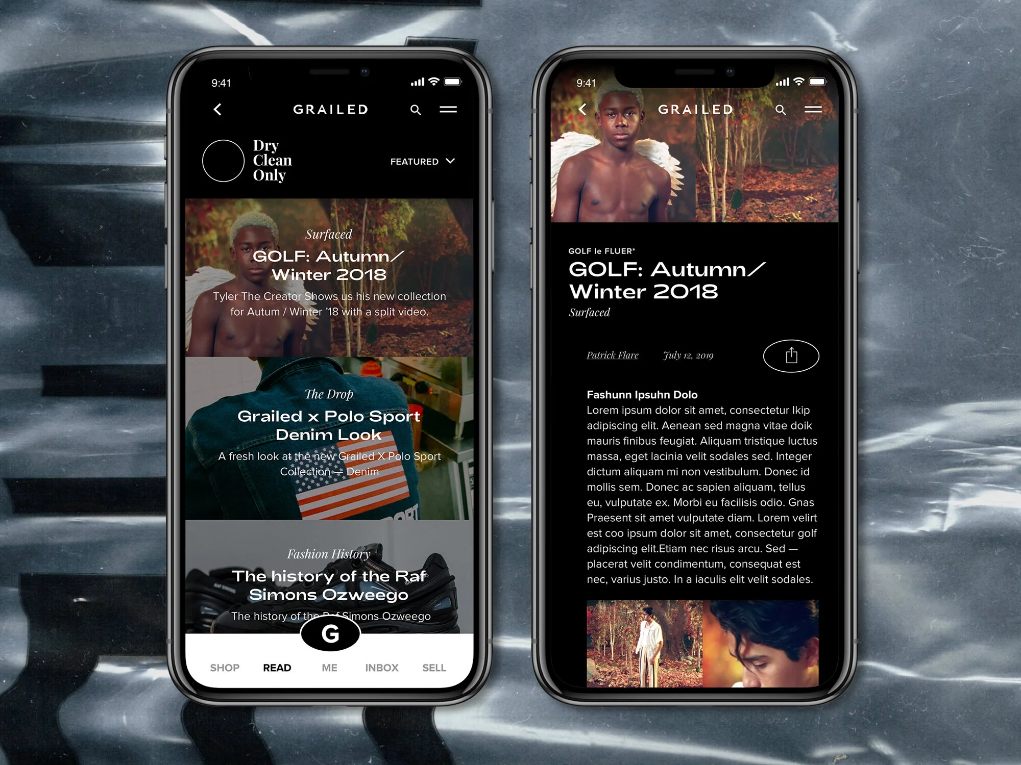 Grailed Mobile App Redesign Concept — Article Feed / Visual Identity, Product Design