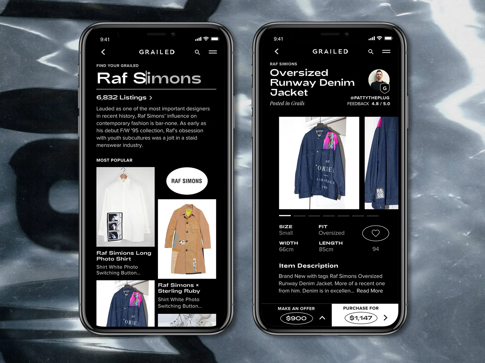 Grailed Mobile App Redesign Concept — Product Page & List / Visual Identity, Product Design