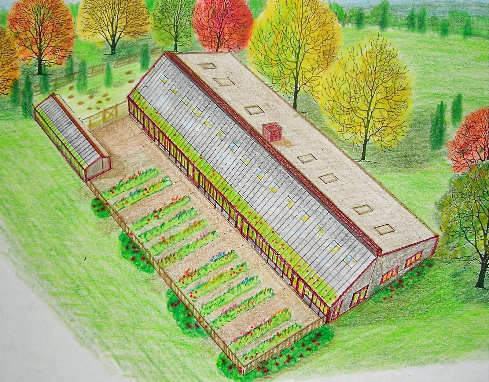Imagine: schools utilizing greenhouses and passive solar, thereby involving students in their food choices and energy needs. These designs from the Solviva website .
