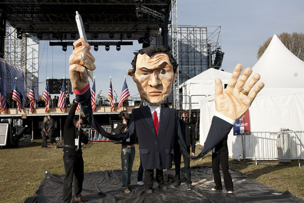 Stephen Colbert as a giant puppet. Image from Alexia at Instructables.