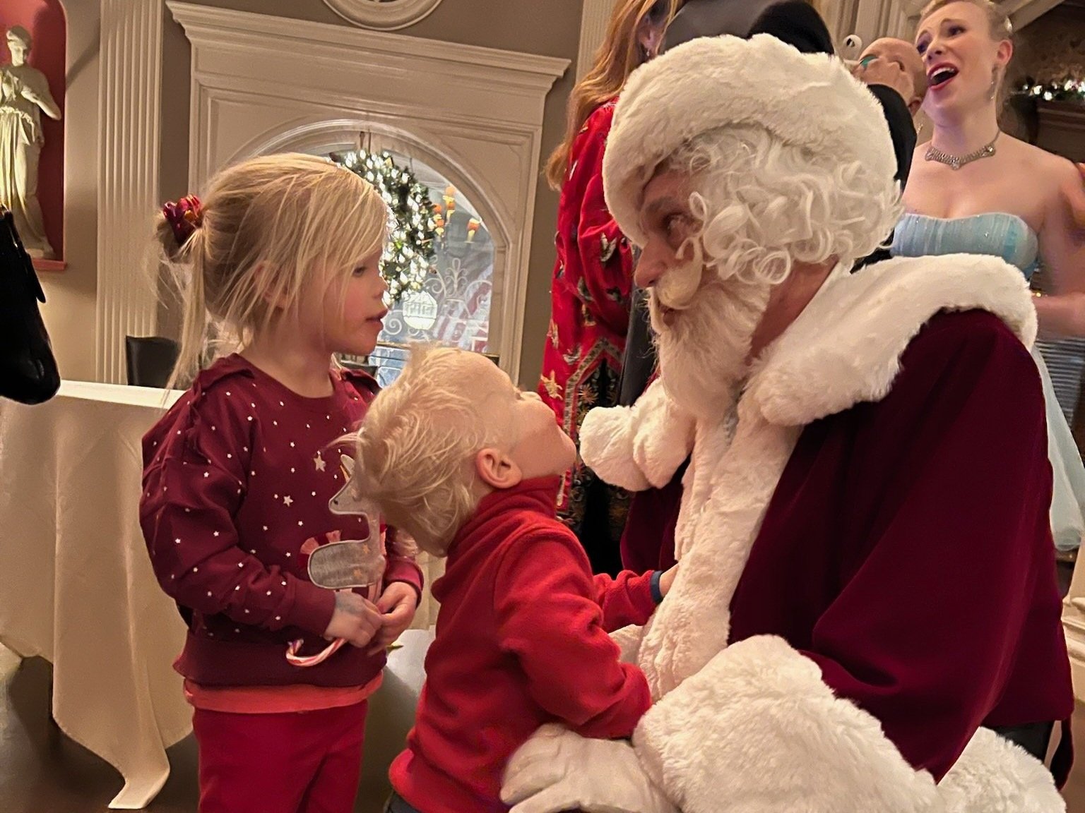 After the show, Santa meets with the children