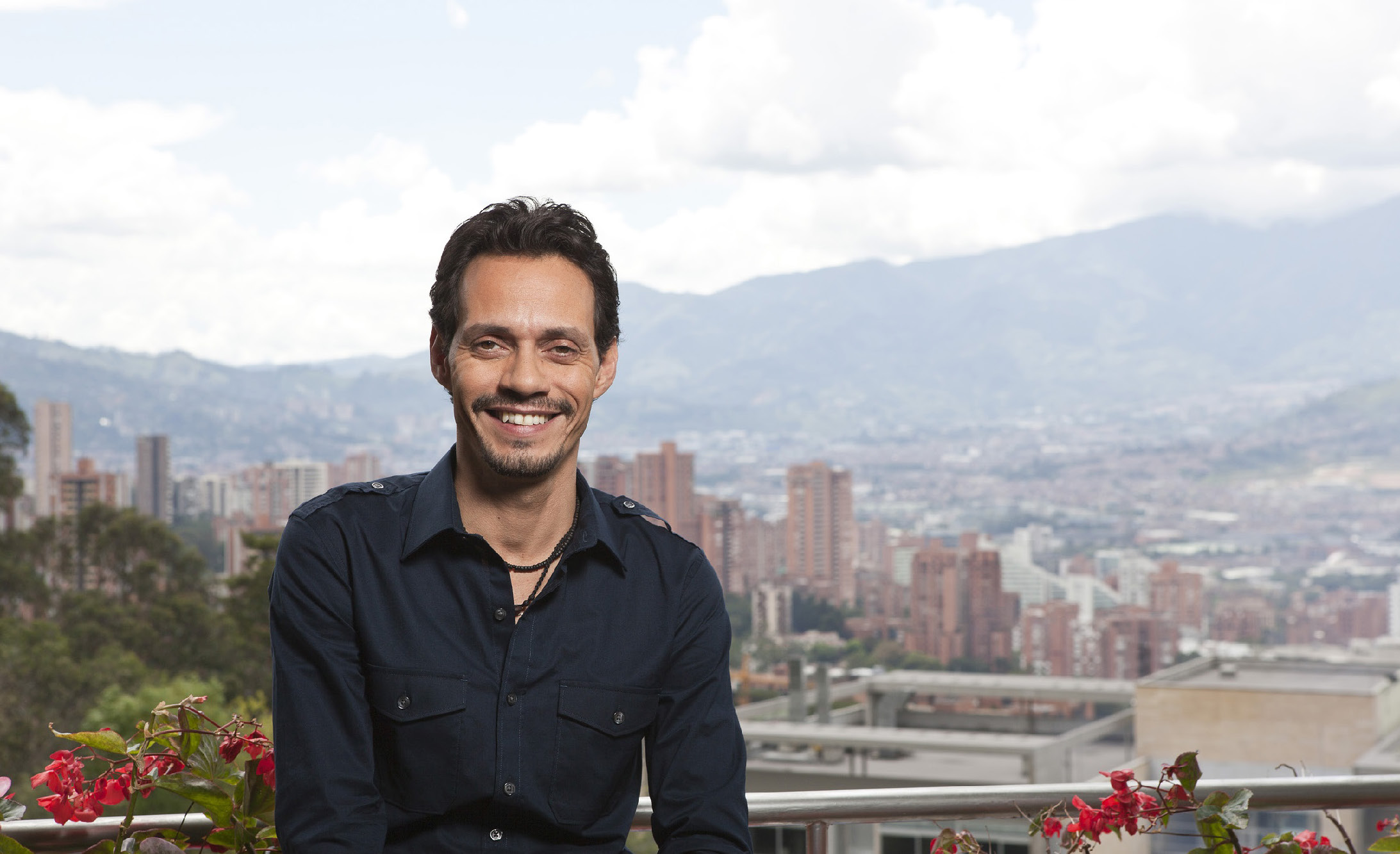 Marc Anthony, on the set of his show "Q'VIVA! The Chosen," wearing a slim-fit button-front shirt from the Marc Anthony collection available exclusively at Kohl's.