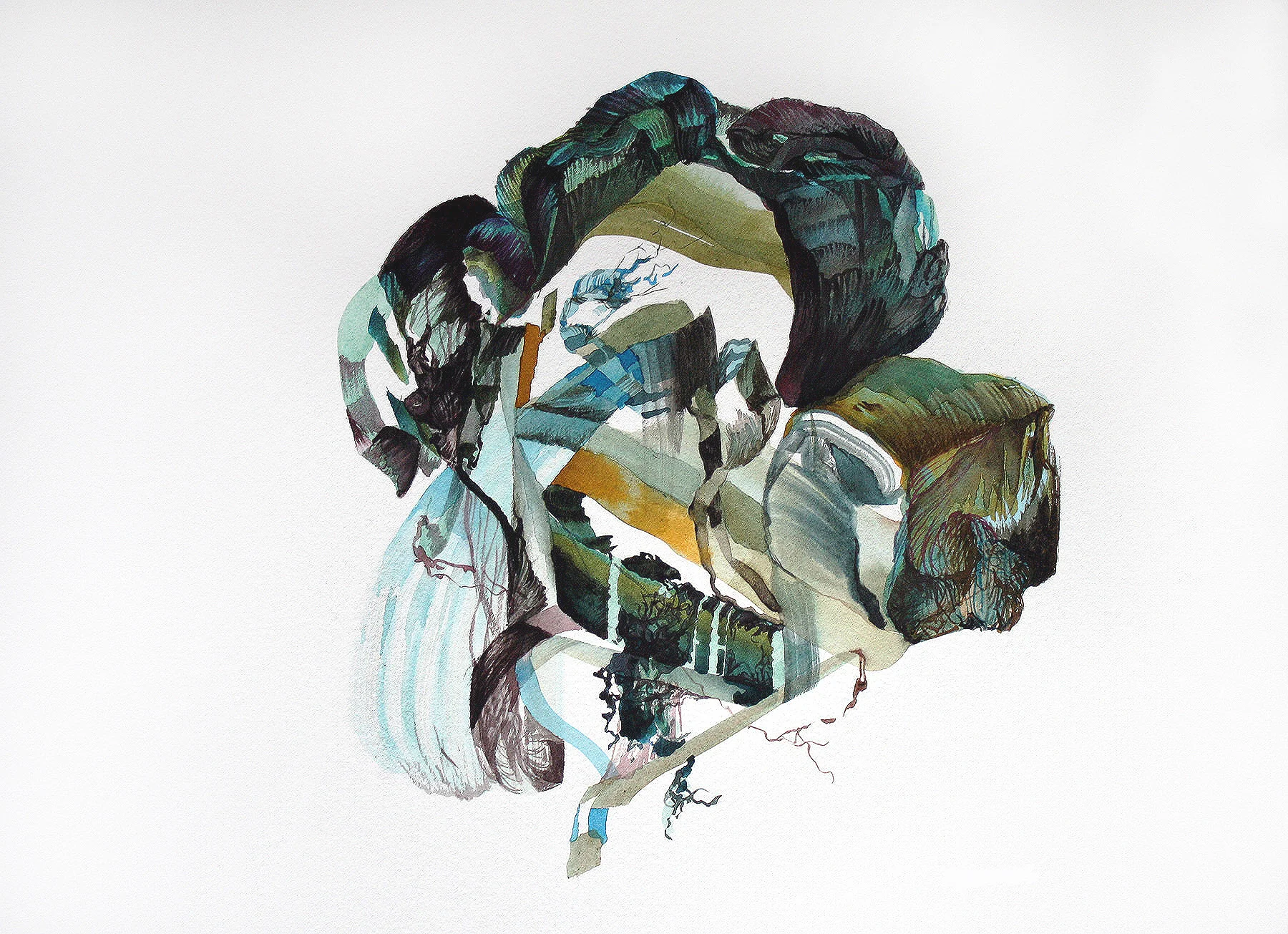 Multi-Plateau watercolour and ink on paper 11" x 15"