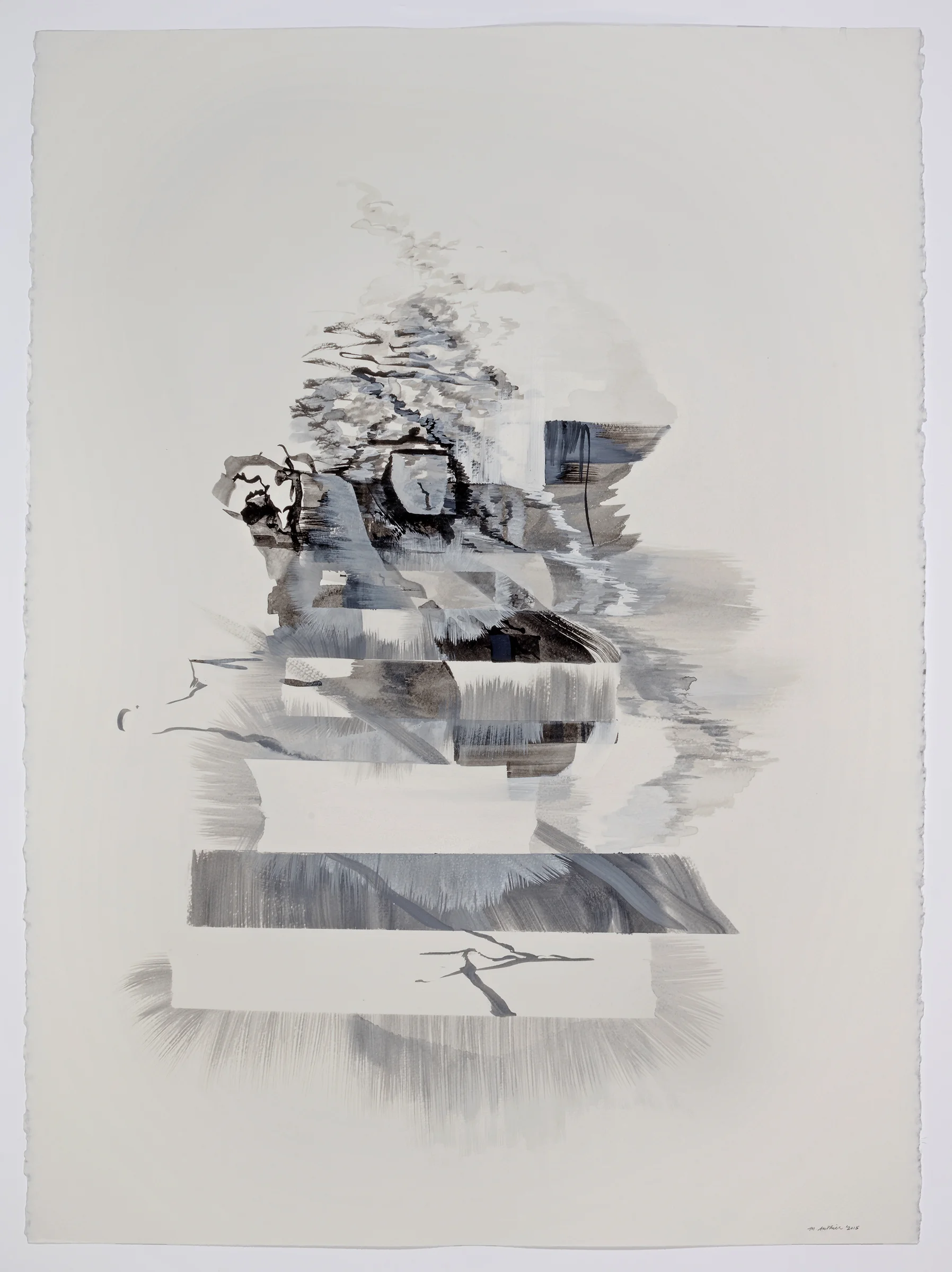 Vestiges - diptych (left) watercolour and ink on paper 30" x 22"