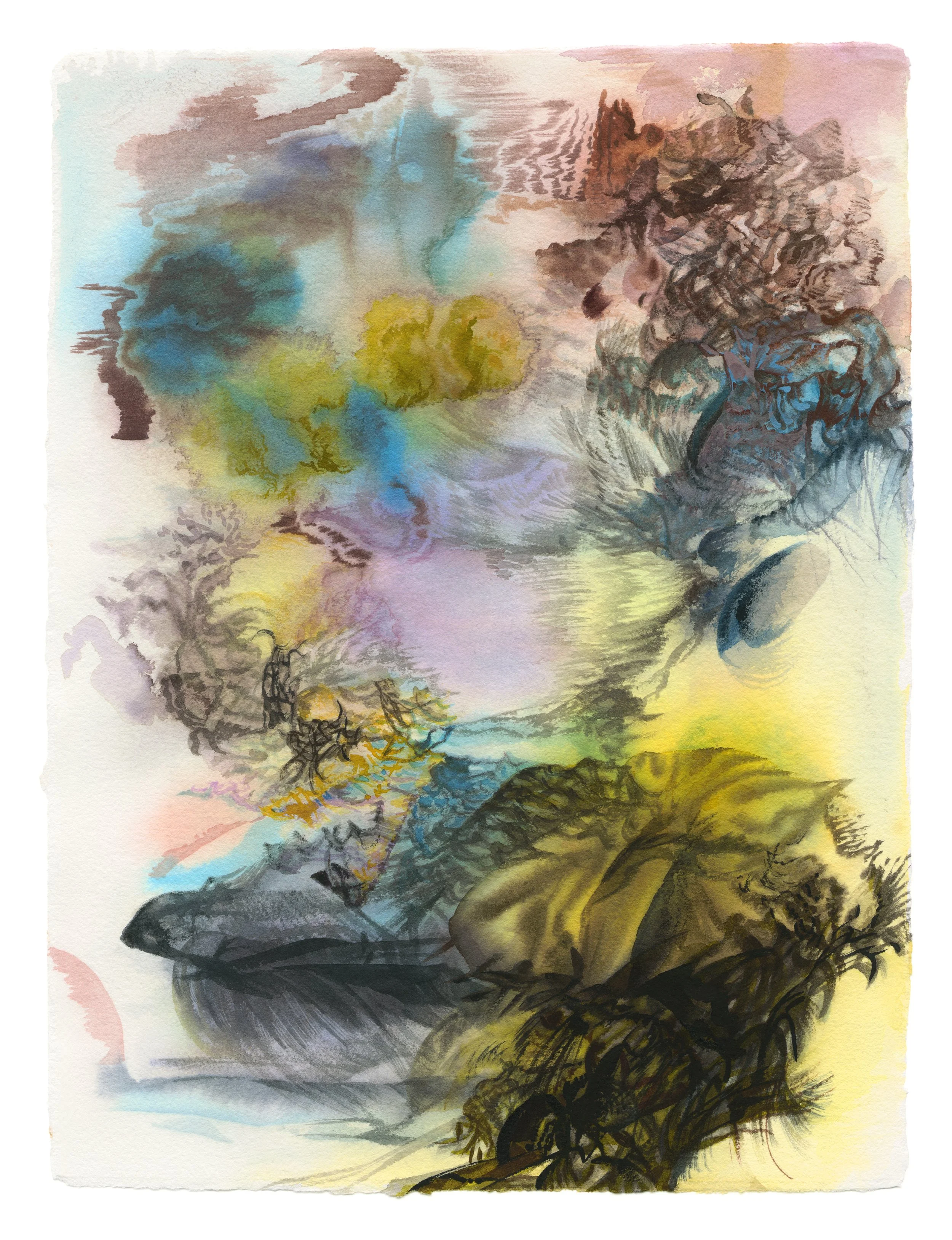   Gravity of Inertia, 2   watercolour and ink on paper  16” x 12” 