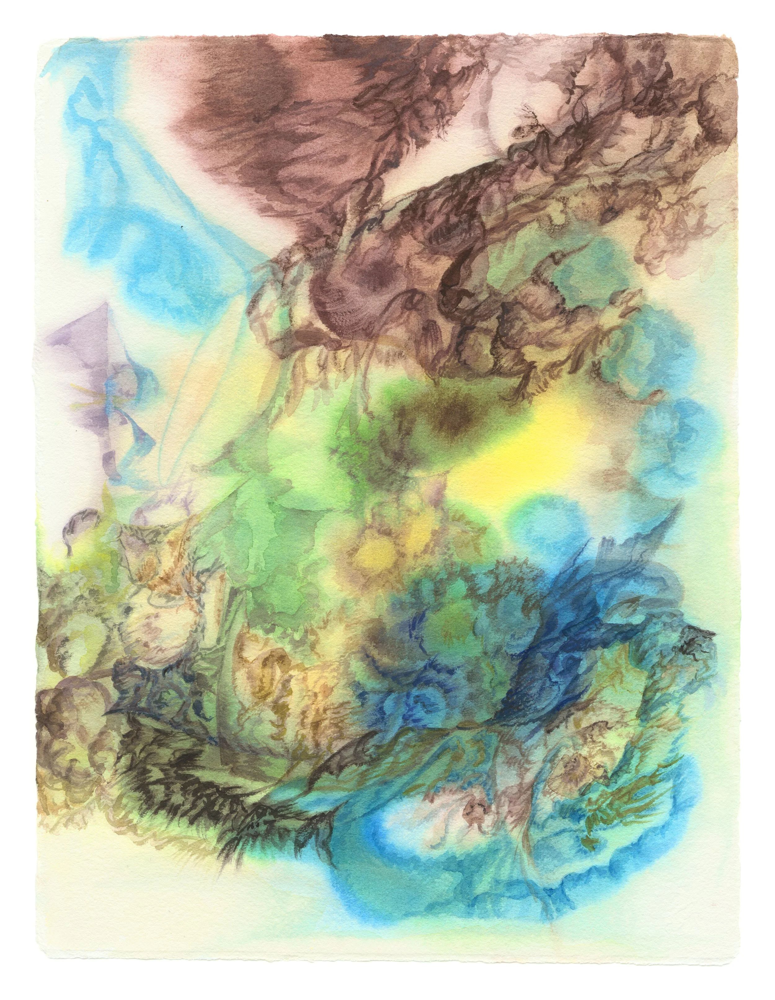   Gravity of Inertia, 5   watercolour and ink on paper  16” x 12” 