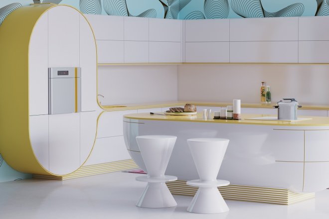  Karim Rashid kitchen with rounded cabinets 
