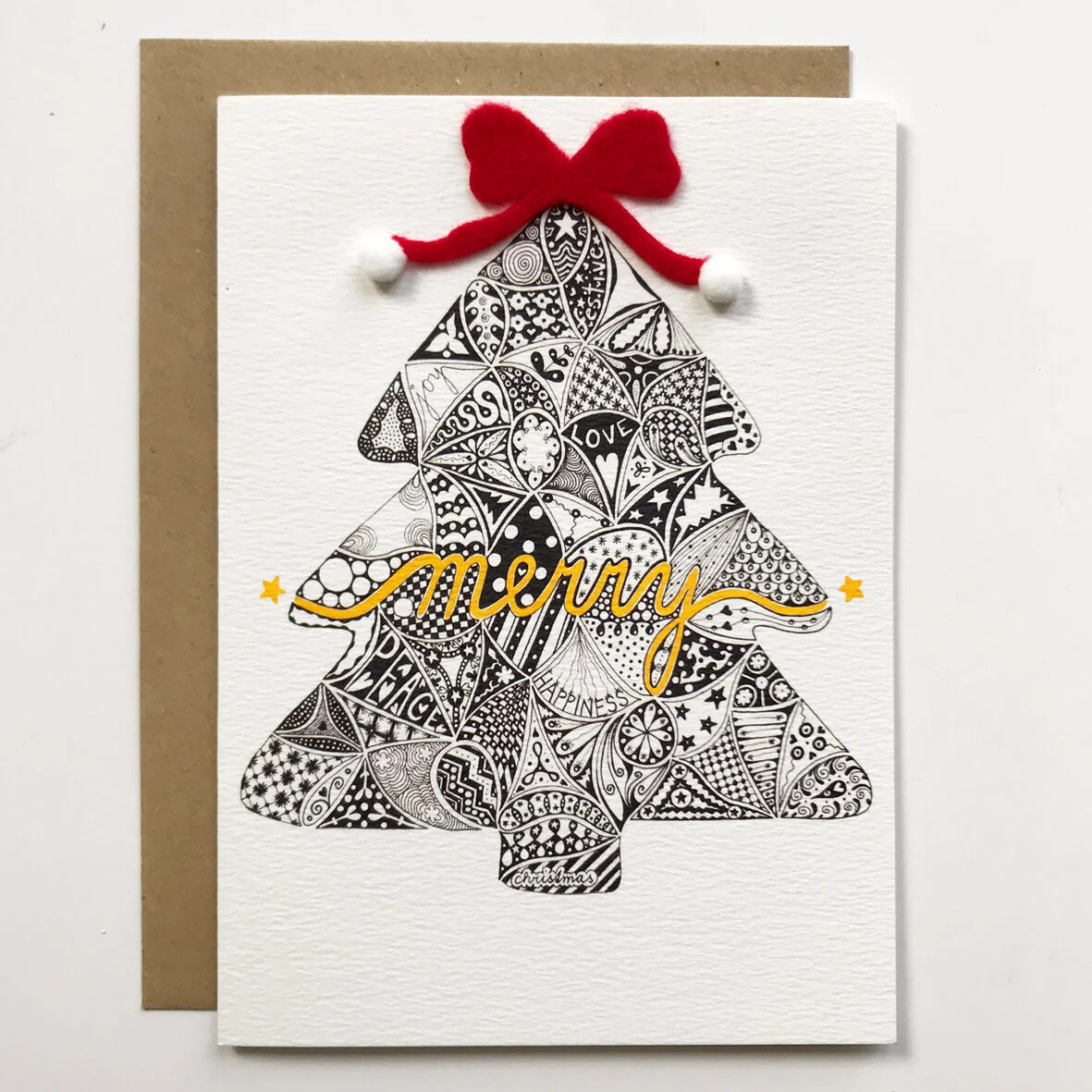 Merry Christmas tree with red bow