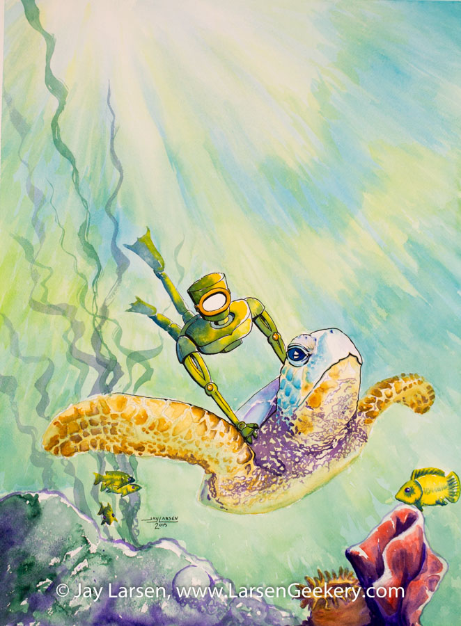 Sea Turtle Riding Robot