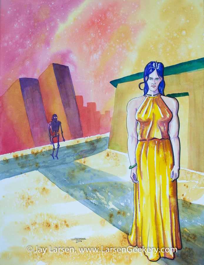 Golden Evening with Robot