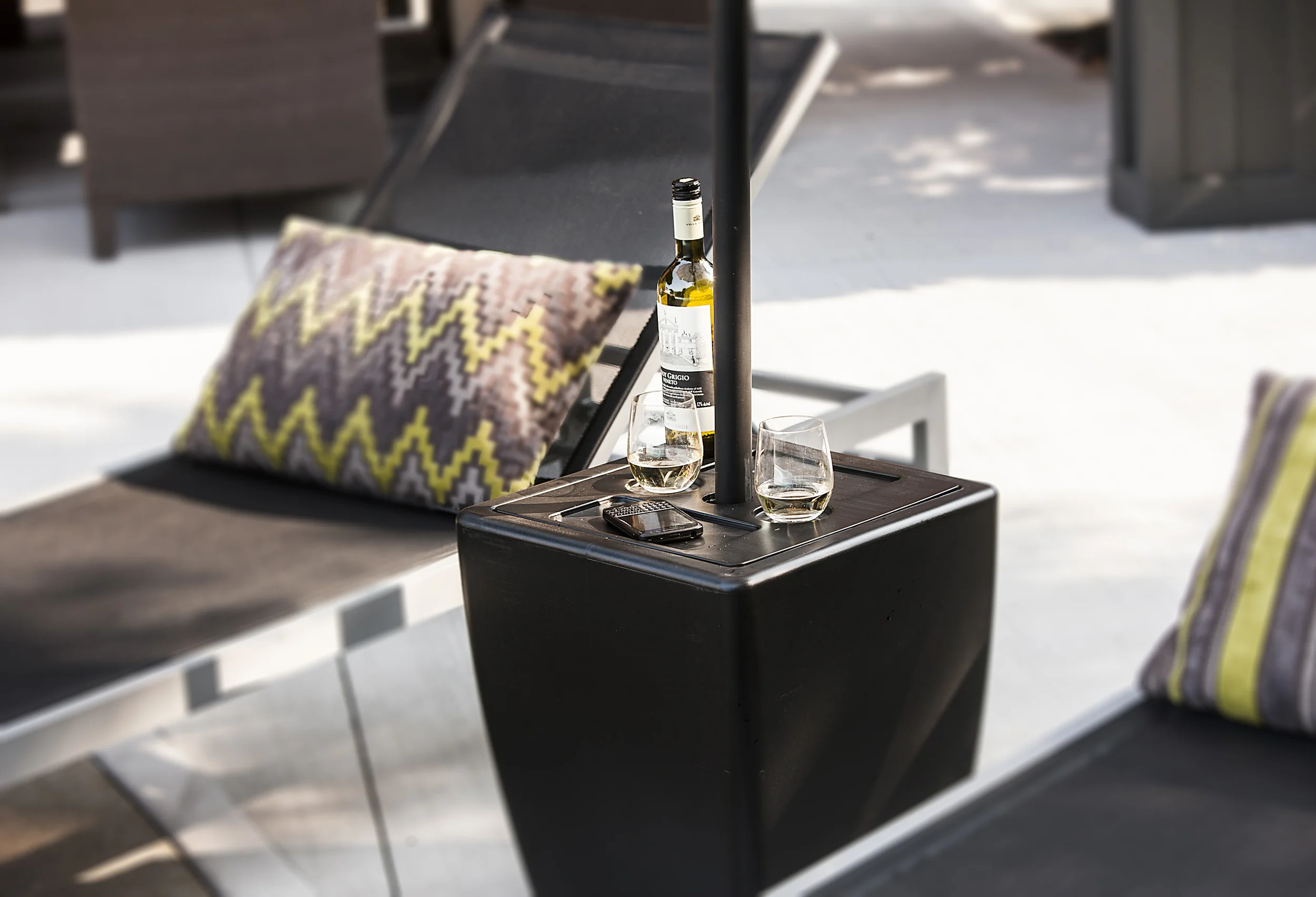 patio umbrella base side table