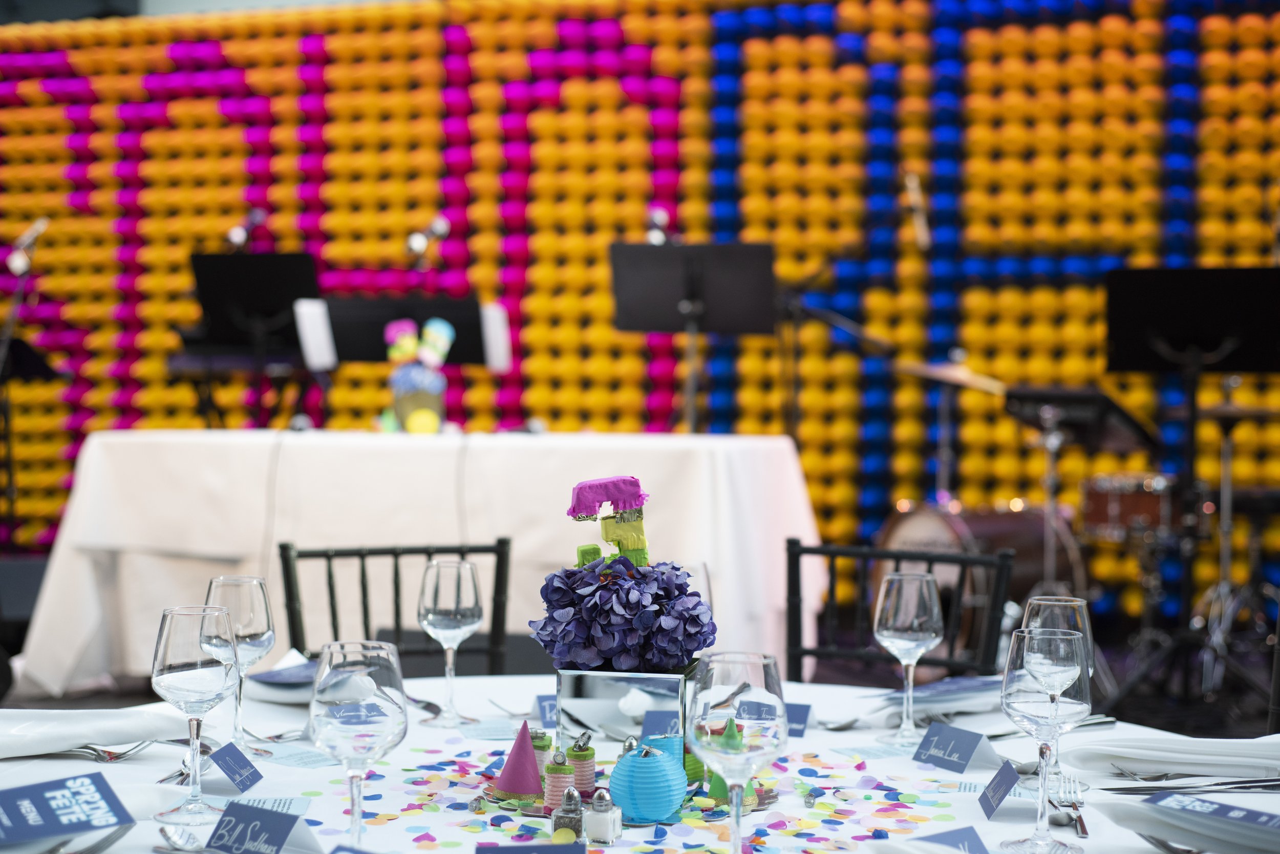  Co-designed with George Hoffmann  Backdrop made of party hats  Florals by Heather Arnson 