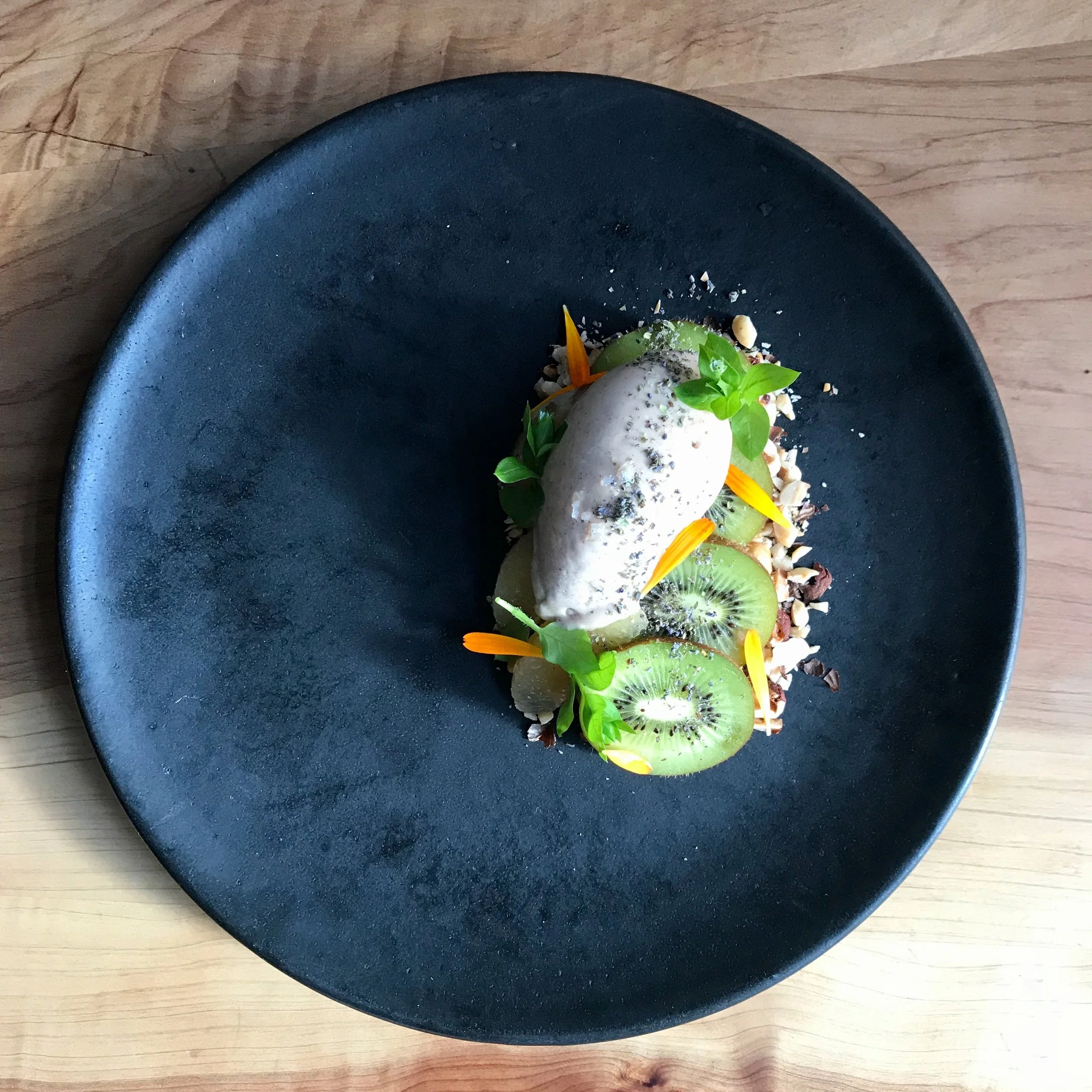 Hazelnut Sorbet with kiwi, grapefruit, lavender